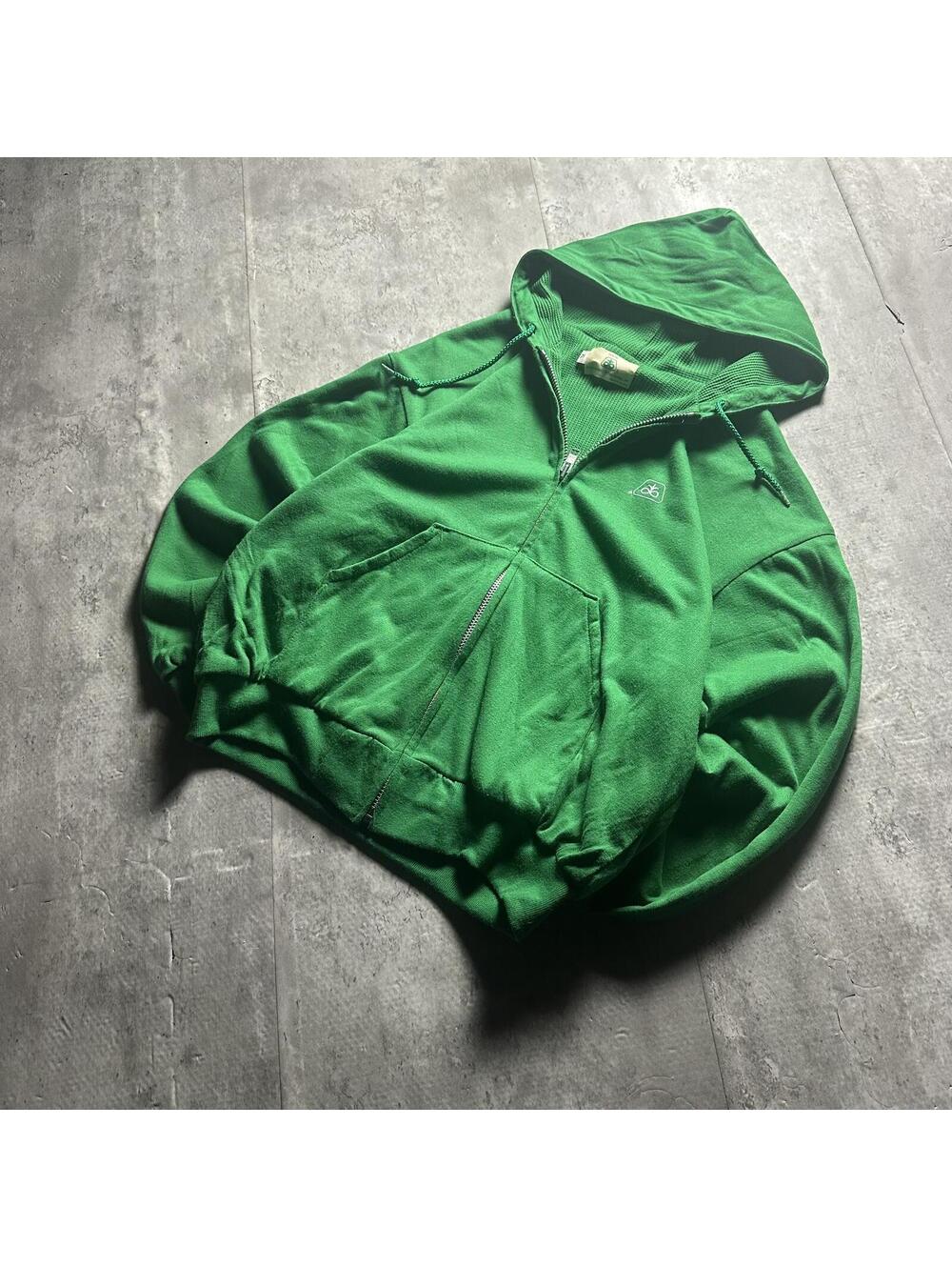 vintage 70s Pioneer Hi-bred Green Zip-Up Hoodie Sweatshirt Size XL